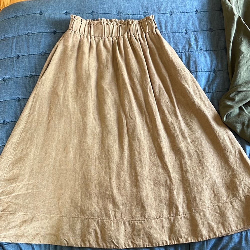 Hoi bo linen flare skirt